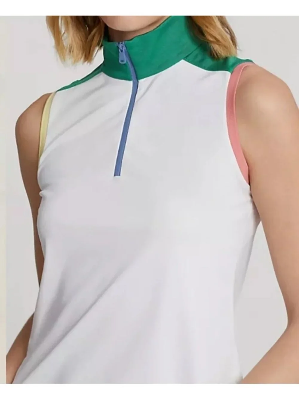 Ralph Lauren RLX Sleeveless Mesh Pique Golf Top Girl's M 1/4 Zip Tennis Camp